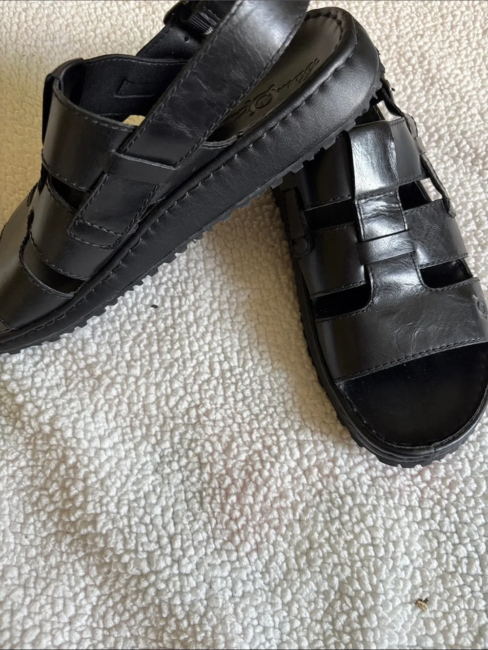 Born Men's Black Leather Fisherman-Style Slingback Sandals